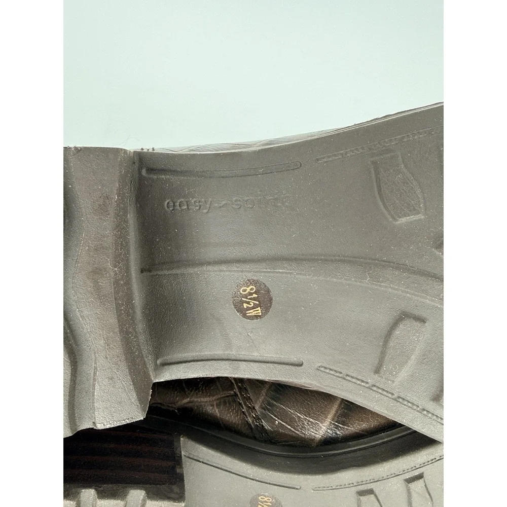 Easy Spirit Martha Stewart Brown Croc Rae Ankle Booties 8.5W Round Toe Zipper